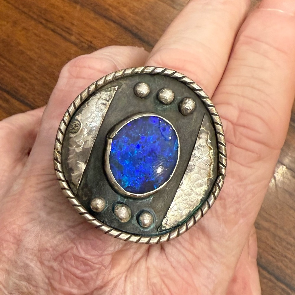 Silver and Blue Statement Ring